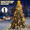350 LEDs 12.8Ft Waterfall Lights Christmas Tree Topper String Lights 8 Memory Mode for Outside Xmas New Year Yard Holiday Party Decor Warm White